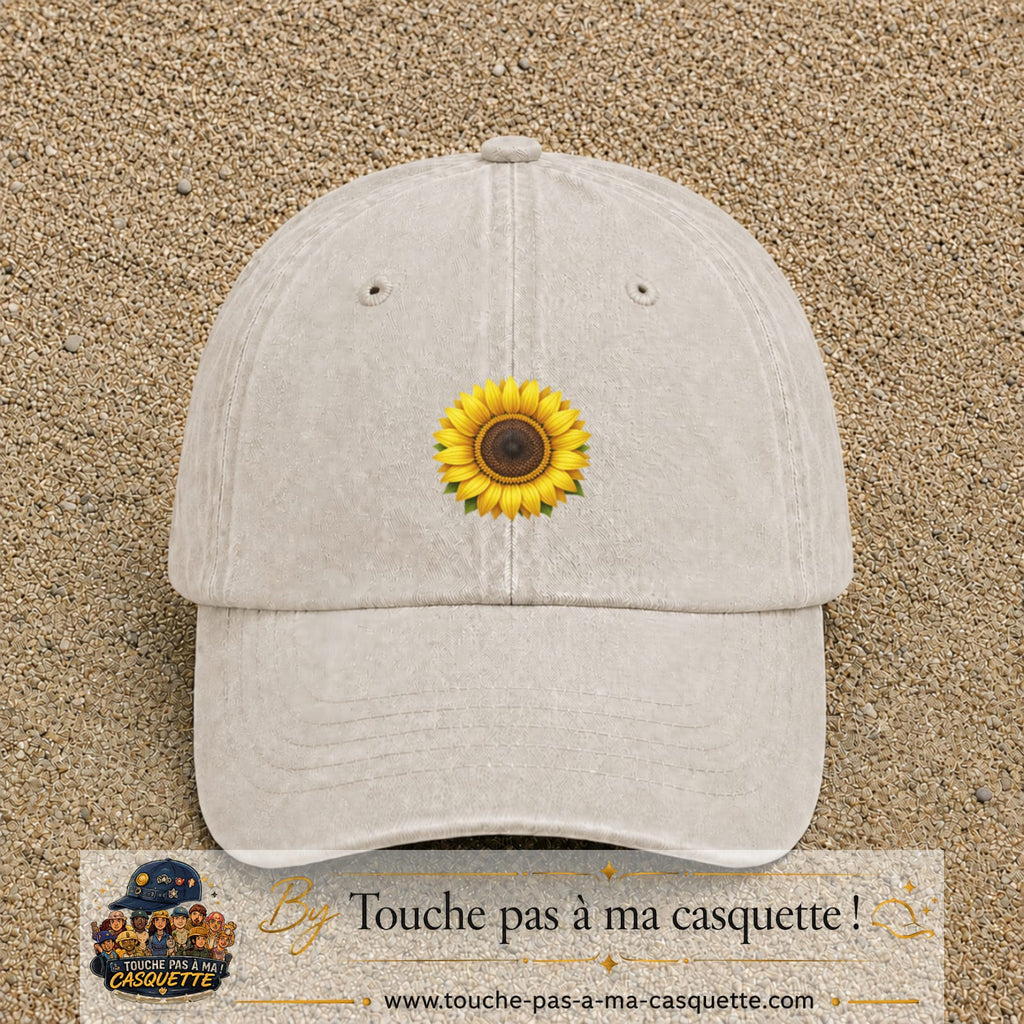 Image principale produit11moyenBC - casquette Beige clair délavé avec visuel Tournesol 5 cm