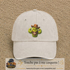 Image principale produit194grosBC - casquette Beige clair délavé avec visuel Cactus cowboy 7 cm