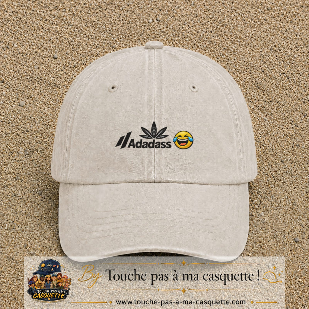 Image principale produit37petitBC - casquette Beige clair délavé avec visuel Adadass emoji rieur 3 cm