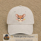 Image principale produit98grosBC - casquette Beige clair délavé avec visuel Faon fleuri 7 cm