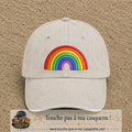 Image principale produit24grosBC - casquette Beige clair délavé avec visuel Arc-en-ciel 7 cm
