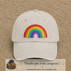 Image principale produit24grosBC - casquette Beige clair délavé avec visuel Arc-en-ciel 7 cm