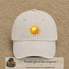Image principale produit102grosBC - casquette Beige clair délavé avec visuel Soleil brillant 7 cm