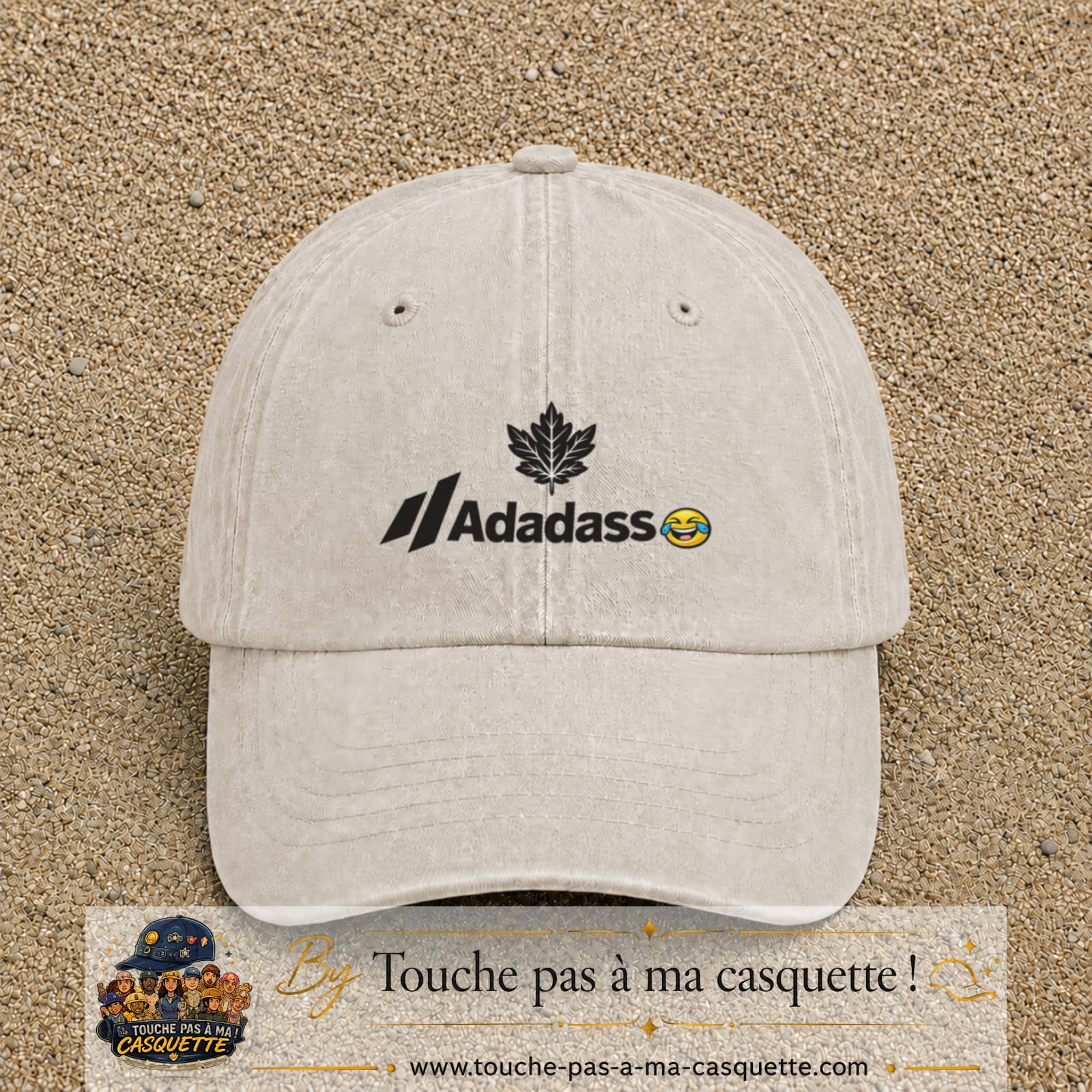 Image principale produit38moyenBC - casquette Beige clair délavé avec visuel Adadass feuille d’érable 5 cm
