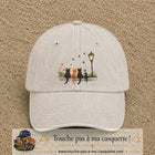 Image principale produit35grosBC - casquette Beige clair délavé avec visuel Chats noirs banc automne 7 cm