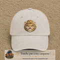Image principale produit39grosBC - casquette Beige clair délavé avec visuel Lion souriant 7 cm