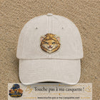 Image principale produit39grosBC - casquette Beige clair délavé avec visuel Lion souriant 7 cm