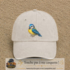 Image principale produit63grosBC - casquette Beige clair délavé avec visuel Mésange 7 cm