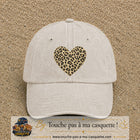 Image principale produit18grosBC - casquette Beige clair délavé avec visuel Cœur léopard 7 cm