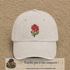 Image principale produit147grosBC - casquette Beige clair délavé avec visuel Rose géométrique 7 cm