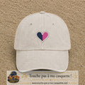 Image principale produit116moyenBC - casquette Beige clair délavé avec visuel Cœur bicolore 5 cm