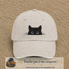 Image principale produit16moyenBC - casquette Beige clair délavé avec visuel Chat noir caché yeux ronds 5 cm
