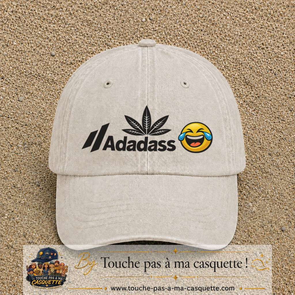 Image principale produit37grosBC - casquette Beige clair délavé avec visuel Adadass emoji rieur 7 cm