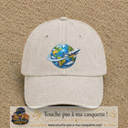 Image principale produit82grosBC - casquette Beige clair délavé avec visuel Monde avion 7 cm