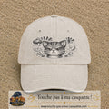 Image principale produit1grosBC - casquette Beige clair délavé avec visuel Chat colère ornemental 7 cm