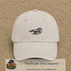 Image principale produit127petitBC - casquette Beige clair délavé avec visuel Cheval au galop 3 cm
