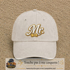 Image principale produit110grosBC - casquette Beige clair délavé avec visuel Mr élégant 7 cm