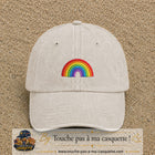Image principale produit24moyenBC - casquette Beige clair délavé avec visuel Arc-en-ciel 5 cm