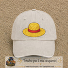 Casquette baseball Beige clair délavé 100% coton avec motif Chapeau de paille 7 cm - image principale