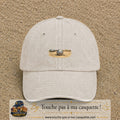 Casquette baseball Beige clair délavé 100% coton avec motif Boule de pétanque souriante 5 cm - image principale