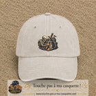 Casquette Beige clair délavé 100% coton avec motif Squelette chevalier château 7 cm - image principale