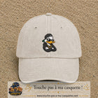 Casquette baseball Beige clair délavé 100% coton avec visuel Canard hip-hop 7 cm - image produit principale