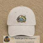 Casquette Beige clair délavé motif Pêche sportive 7 cm - vue principale