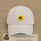 Casquette Beige clair délavé motif Tournesol éclatant 5 cm - vue principale