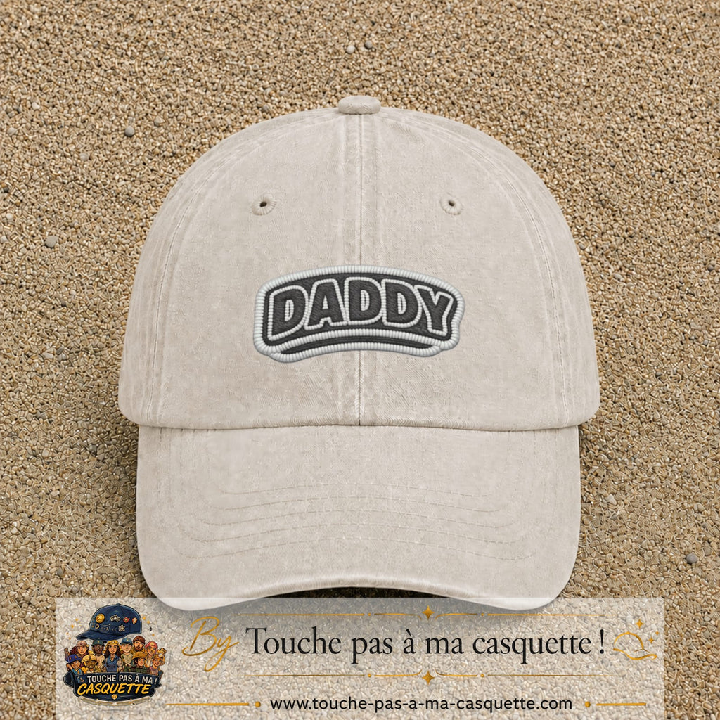 Casquette Beige clair délavé motif Message Daddy 5 cm - vue principale