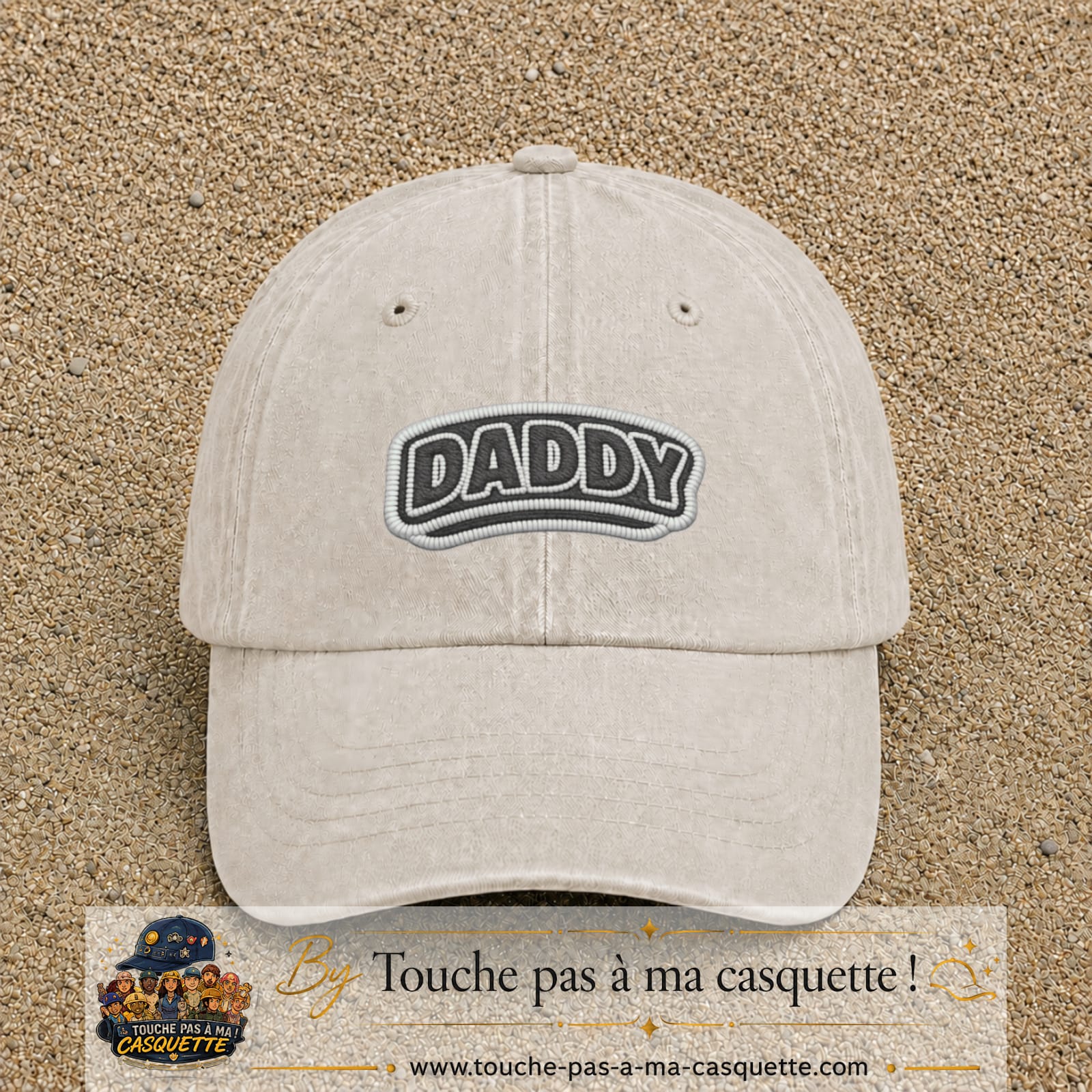 Casquette Beige clair délavé motif Message Daddy 5 cm - vue principale