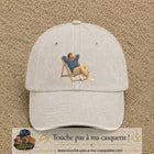 Casquette Beige clair délavé 100% coton avec motif Pause soleil transat 7 cm - image principale