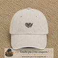 Casquette Beige clair délavé motif Cœur calligraphie 3 cm - vue principale