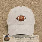 Casquette Beige clair délavé 100% coton avec motif Ballon de rugby sourire 5 cm - image principale