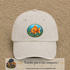 Casquette baseball Beige clair délavé 100% coton avec visuel Poisson rouge ovale 7 cm - image produit principale