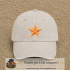 Casquette baseball Beige clair délavé 100% coton avec visuel Étoile de mer 7 cm - image produit principale