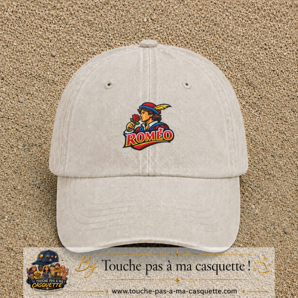 Casquette baseball Beige clair délavé 100% coton avec motif Roméo 7 cm - image principale