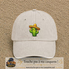 Casquette baseball Beige clair délavé 100% coton avec visuel Cactus sombrero 7 cm - image produit principale