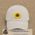 Casquette Beige clair délavé motif Tournesol éclatant 7 cm - vue principale