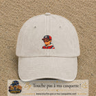 Casquette Beige clair délavé 100% coton avec motif Garçon casquette rouge et lunettes 5 cm - image principale