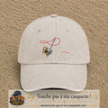 Casquette Beige clair délavé 100% coton avec motif Aiguille et fil rouge 7 cm - image principale