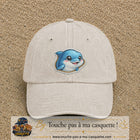 Casquette Beige clair délavé motif Dauphin souriant 7 cm - vue principale