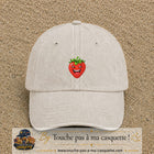 Casquette baseball Beige clair délavé 100% coton avec motif Fraise souriante 3 cm - image principale