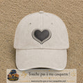 Casquette Beige clair délavé motif Cœur velours 7 cm - vue principale