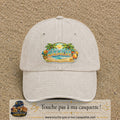Casquette Beige clair délavé motif Plage tropicale Beach 7 cm - vue principale