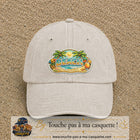 Casquette Beige clair délavé motif Plage tropicale Beach 7 cm - vue principale