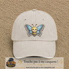 Casquette Beige clair délavé motif Abeille papillon 7 cm - vue principale
