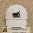 Casquette Beige clair délavé motif Chaton malicieux 7 cm - vue principale