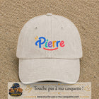 Casquette baseball Beige clair délavé 100% coton avec visuel Prénom Pierre coloré 5 cm - image produit principale