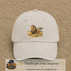 Casquette baseball Beige clair délavé 100% coton avec motif Lion de savane 7 cm - image principale
