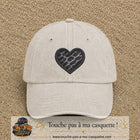Casquette Beige clair délavé motif Cœur félin 7 cm - vue principale